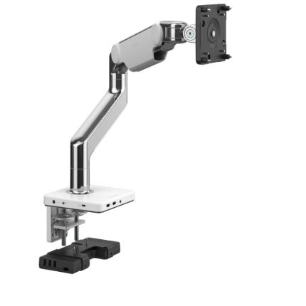 M8.1 Monitor Arm With Two-Piece Clamp Mount Base, Polished Aluminium